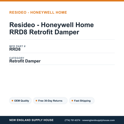 Resideo - Honeywell Home RRD8 Retrofit Damper — New England Supply House spec card [NESH-SPEC-CARD-V2]