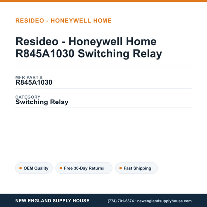 Resideo - Honeywell Home R845A1030 Switching Relay — New England Supply House spec card [NESH-SPEC-CARD-V2]