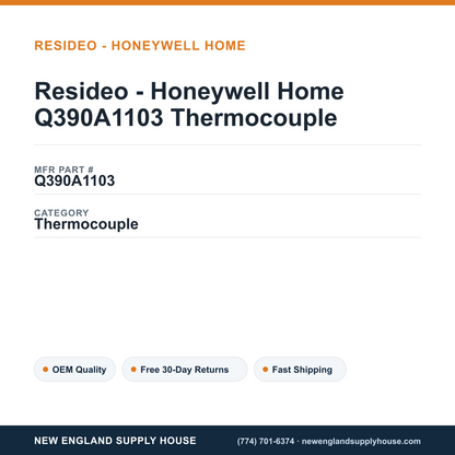 Resideo - Honeywell Home Q390A1103 Thermocouple — New England Supply House spec card [NESH-SPEC-CARD-V2]