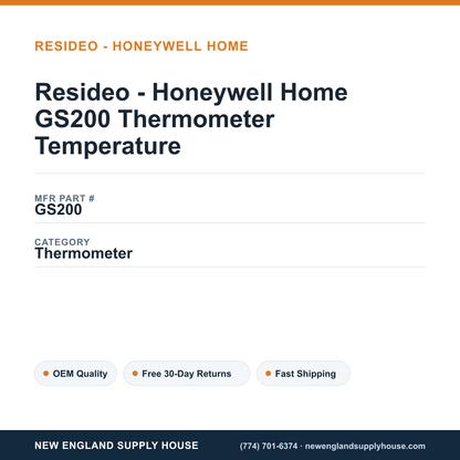 Resideo - Honeywell Home GS200 Thermometer Temperature — New England Supply House spec card [NESH-SPEC-CARD-V2]