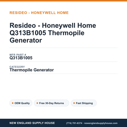 Resideo - Honeywell Home Q313B1005 Thermopile Generator — New England Supply House spec card [NESH-SPEC-CARD-V2]