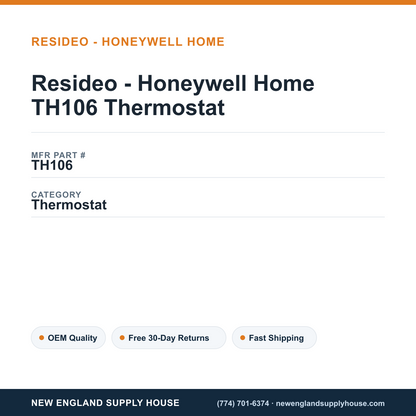 Resideo - Honeywell Home TH106 Thermostat — New England Supply House spec card [NESH-SPEC-CARD-V2]