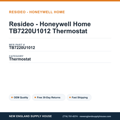 Resideo - Honeywell Home TB7220U1012 Thermostat — New England Supply House spec card [NESH-SPEC-CARD-V2]