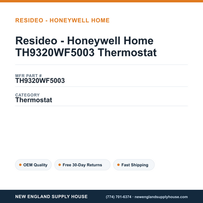 Resideo - Honeywell Home TH9320WF5003 Thermostat — New England Supply House spec card [NESH-SPEC-CARD-V2]