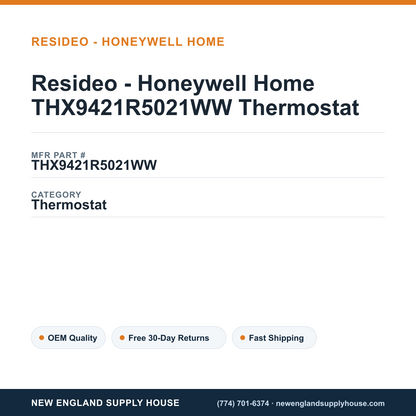 Resideo - Honeywell Home THX9421R5021WW Thermostat — New England Supply House spec card [NESH-SPEC-CARD-V2]