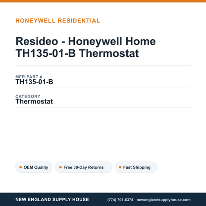 Resideo - Honeywell Home TH135-01-B Thermostat — New England Supply House spec card [NESH-SPEC-CARD-V2]