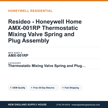 Resideo - Honeywell Home AMX-001RP Thermostatic Mixing Valve Spring and Plug Assembly — New England Supply House spec card [NESH-SPEC-CARD-V2]