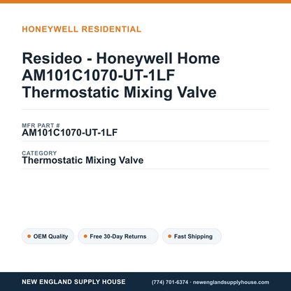 Resideo - Honeywell Home AM101C1070-UT-1LF Thermostatic Mixing Valve — New England Supply House spec card [NESH-SPEC-CARD-V2]