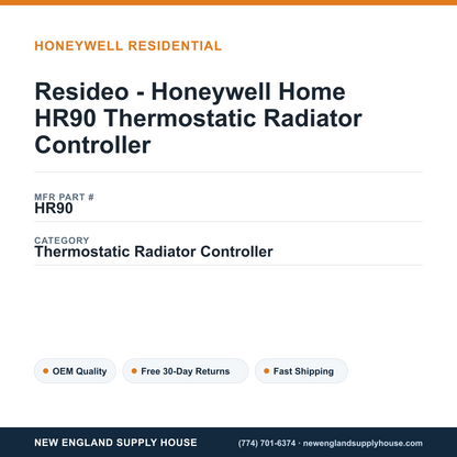 Resideo - Honeywell Home HR90 Thermostatic Radiator Controller — New England Supply House spec card [NESH-SPEC-CARD-V2]