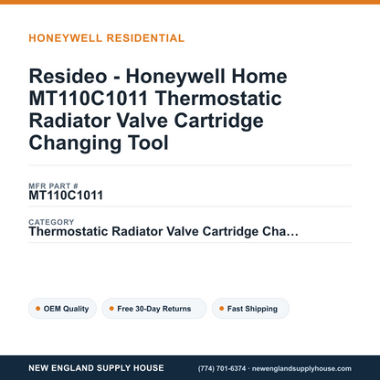 Resideo - Honeywell Home MT110C1011 Thermostatic Radiator Valve Cartridge Changing Tool — New England Supply House spec card [NESH-SPEC-CARD-V2]