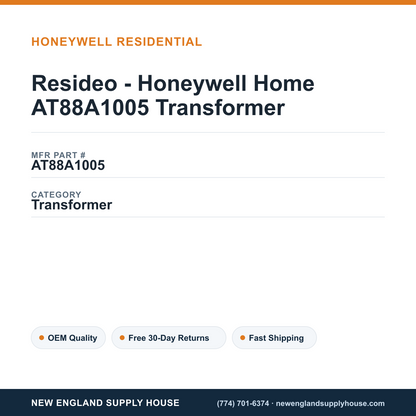 Resideo - Honeywell Home AT88A1005 Transformer — New England Supply House spec card [NESH-SPEC-CARD-V2]
