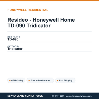 Resideo - Honeywell Home TD-090 Tridicator — New England Supply House spec card [NESH-SPEC-CARD-V2]
