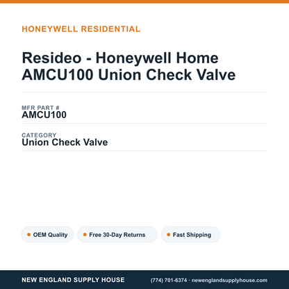 Resideo - Honeywell Home AMCU100 Union Check Valve — New England Supply House spec card [NESH-SPEC-CARD-V2]