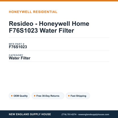 Resideo - Honeywell Home F76S1023 Water Filter — New England Supply House spec card [NESH-SPEC-CARD-V2]