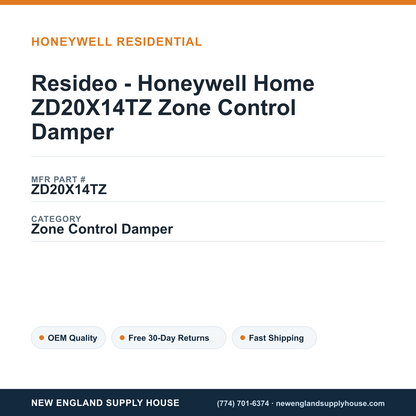Resideo - Honeywell Home ZD20X14TZ Zone Control Damper — New England Supply House spec card [NESH-SPEC-CARD-V2]