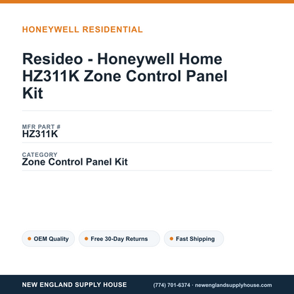 Resideo - Honeywell Home HZ311K Zone Control Panel Kit — New England Supply House spec card [NESH-SPEC-CARD-V2]