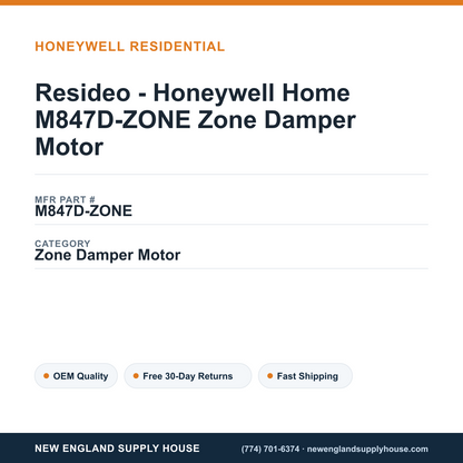 Resideo - Honeywell Home M847D-ZONE Zone Damper Motor — New England Supply House spec card [NESH-SPEC-CARD-V2]
