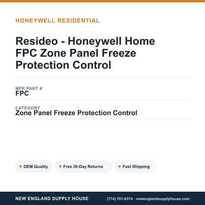 Resideo - Honeywell Home FPC Zone Panel Freeze Protection Control — New England Supply House spec card [NESH-SPEC-CARD-V2]