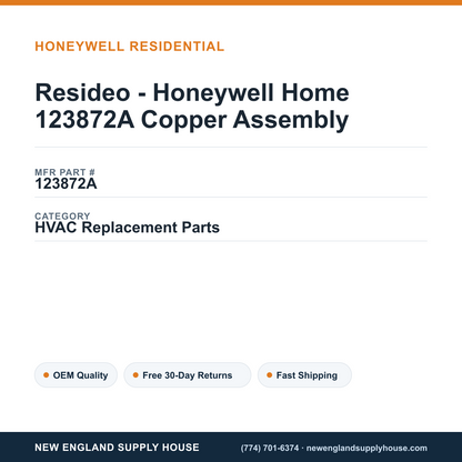 Resideo - Honeywell Home 123872A Copper Assembly — New England Supply House spec card [NESH-SPEC-CARD-V2]