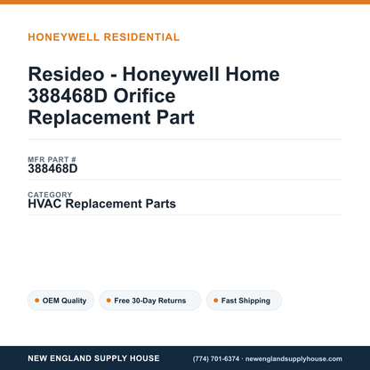 Resideo - Honeywell Home 388468D Orifice Replacement Part — New England Supply House spec card [NESH-SPEC-CARD-V2]