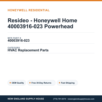 Resideo - Honeywell Home 40003916-023 Powerhead — New England Supply House spec card [NESH-SPEC-CARD-V2]