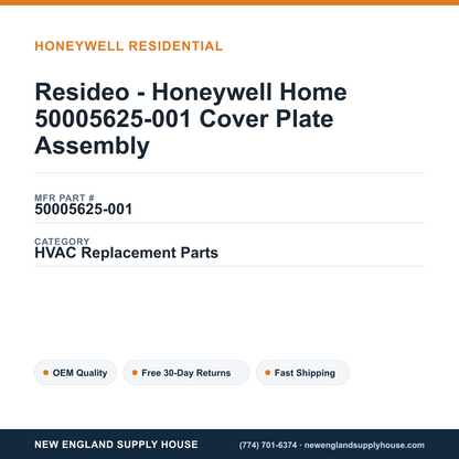 Resideo - Honeywell Home 50005625-001 Cover Plate Assembly — New England Supply House spec card [NESH-SPEC-CARD-V2]