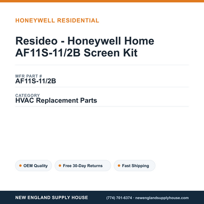 Resideo - Honeywell Home AF11S-11/2B Screen Kit — New England Supply House spec card [NESH-SPEC-CARD-V2]