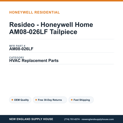 Resideo - Honeywell Home AM08-026LF Tailpiece — New England Supply House spec card [NESH-SPEC-CARD-V2]