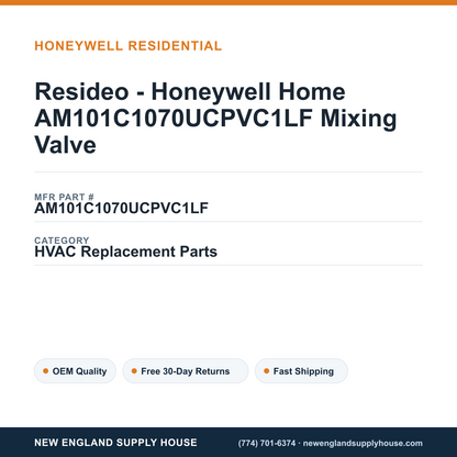 Resideo - Honeywell Home AM101C1070UCPVC1LF Mixing Valve — New England Supply House spec card [NESH-SPEC-CARD-V2]