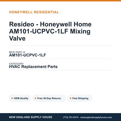 Resideo - Honeywell Home AM101-UCPVC-1LF Mixing Valve — New England Supply House spec card [NESH-SPEC-CARD-V2]