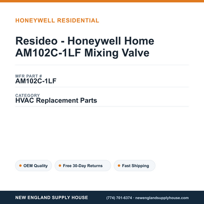 Resideo - Honeywell Home AM102C-1LF Mixing Valve — New England Supply House spec card [NESH-SPEC-CARD-V2]