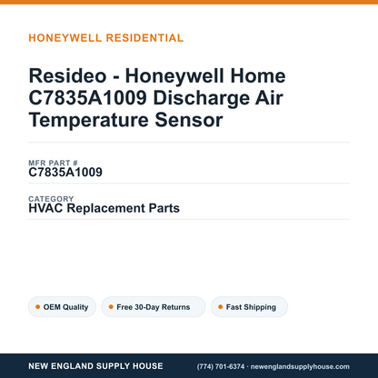 Resideo - Honeywell Home C7835A1009 Discharge Air Temperature Sensor — New England Supply House spec card [NESH-SPEC-CARD-V2]