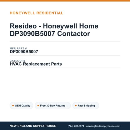 Resideo - Honeywell Home DP3090B5007 Contactor — New England Supply House spec card [NESH-SPEC-CARD-V2]