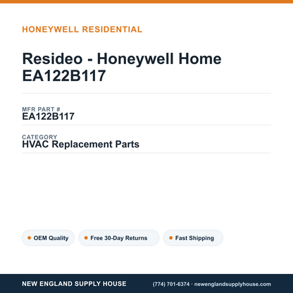 Resideo - Honeywell Home EA122B117 — New England Supply House spec card [NESH-SPEC-CARD-V2]