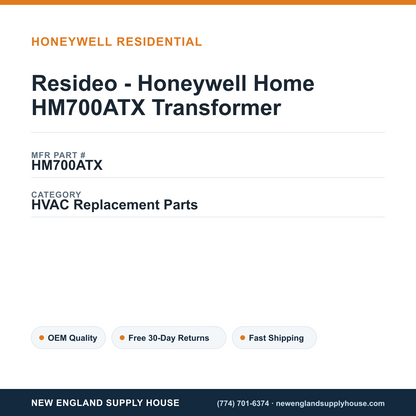 Resideo - Honeywell Home HM700ATX Transformer — New England Supply House spec card [NESH-SPEC-CARD-V2]