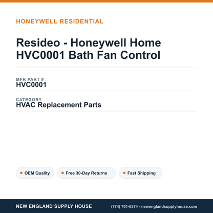Resideo - Honeywell Home HVC0001 Bath Fan Control — New England Supply House spec card [NESH-SPEC-CARD-V2]