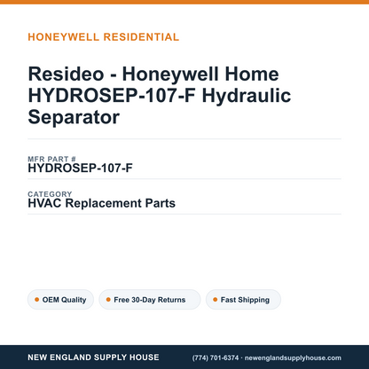 Resideo - Honeywell Home HYDROSEP-107-F Hydraulic Separator — New England Supply House spec card [NESH-SPEC-CARD-V2]