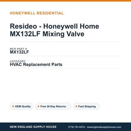 Resideo - Honeywell Home MX132LF Mixing Valve — New England Supply House spec card [NESH-SPEC-CARD-V2]