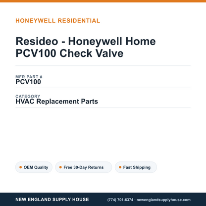 Resideo - Honeywell Home PCV100 Check Valve — New England Supply House spec card [NESH-SPEC-CARD-V2]