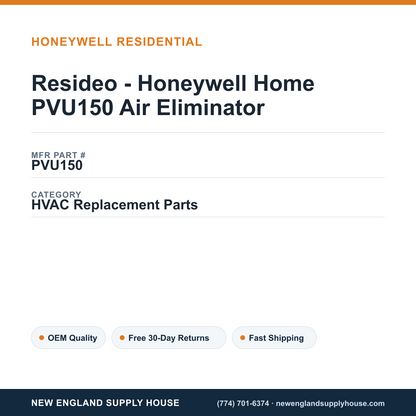 Resideo - Honeywell Home PVU150 Air Eliminator — New England Supply House spec card [NESH-SPEC-CARD-V2]