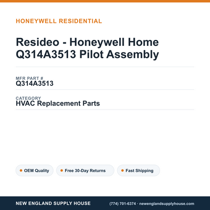 Resideo - Honeywell Home Q314A3513 Pilot Assembly — New England Supply House spec card [NESH-SPEC-CARD-V2]