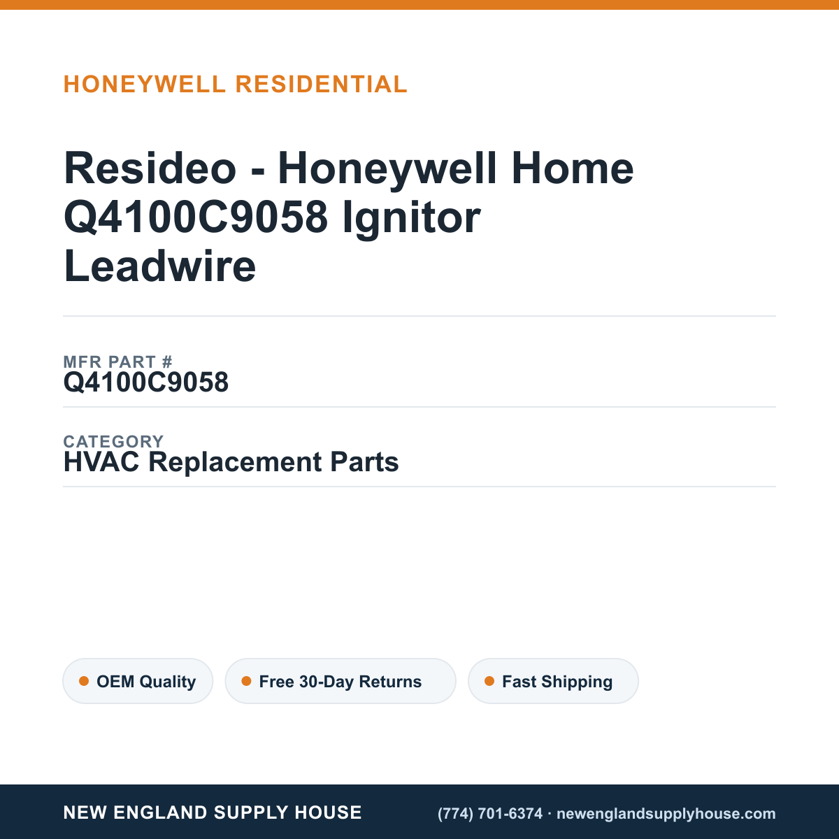 Resideo - Honeywell Home Q4100C9058 Ignitor Leadwire — New England Supply House spec card [NESH-SPEC-CARD-V2]