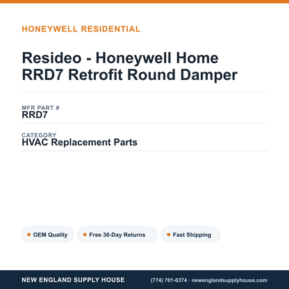 Resideo - Honeywell Home RRD7 Retrofit Round Damper — New England Supply House spec card [NESH-SPEC-CARD-V2]