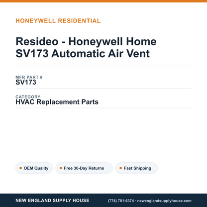 Resideo - Honeywell Home SV173 Automatic Air Vent — New England Supply House spec card [NESH-SPEC-CARD-V2]