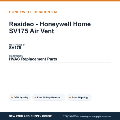 Resideo - Honeywell Home SV175 Air Vent — New England Supply House spec card [NESH-SPEC-CARD-V2]