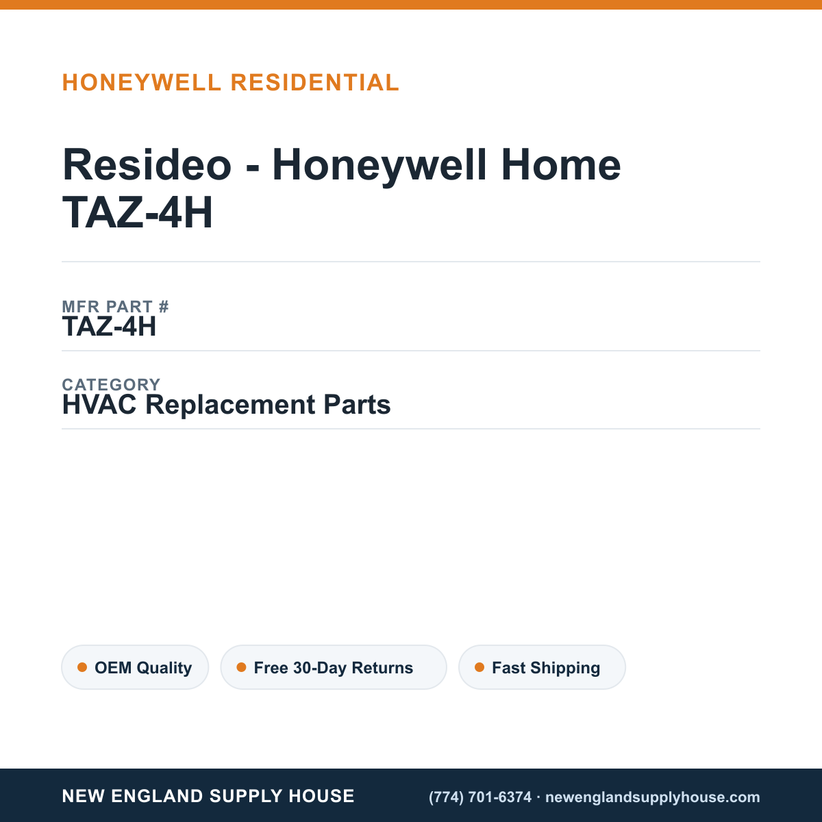Resideo - Honeywell Home TAZ-4H — New England Supply House spec card [NESH-SPEC-CARD-V2]