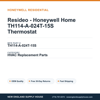 Resideo - Honeywell Home TH114-A-024T-15S Thermostat — New England Supply House spec card [NESH-SPEC-CARD-V2]