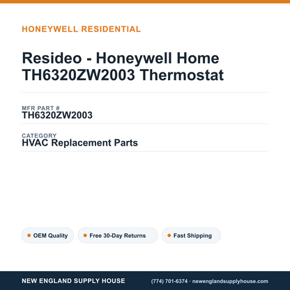 Resideo - Honeywell Home TH6320ZW2003 Thermostat — New England Supply House spec card [NESH-SPEC-CARD-V2]