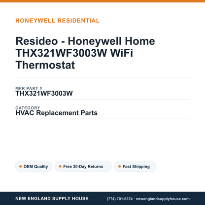 Resideo - Honeywell Home THX321WF3003W WiFi Thermostat — New England Supply House spec card [NESH-SPEC-CARD-V2]