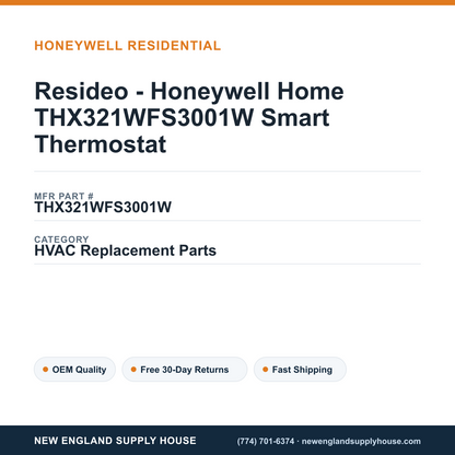 Resideo - Honeywell Home THX321WFS3001W Smart Thermostat — New England Supply House spec card [NESH-SPEC-CARD-V2]
